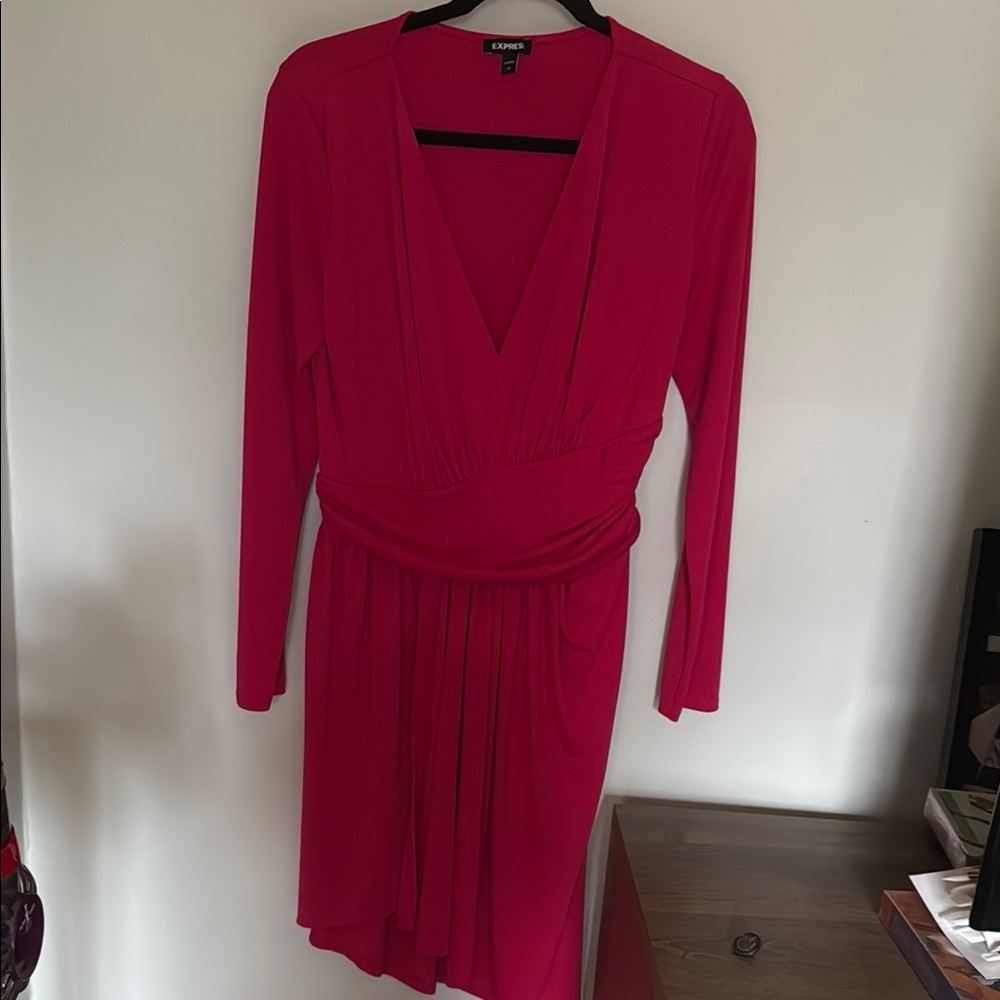 Express Women's Hot Pink Wrap Dress